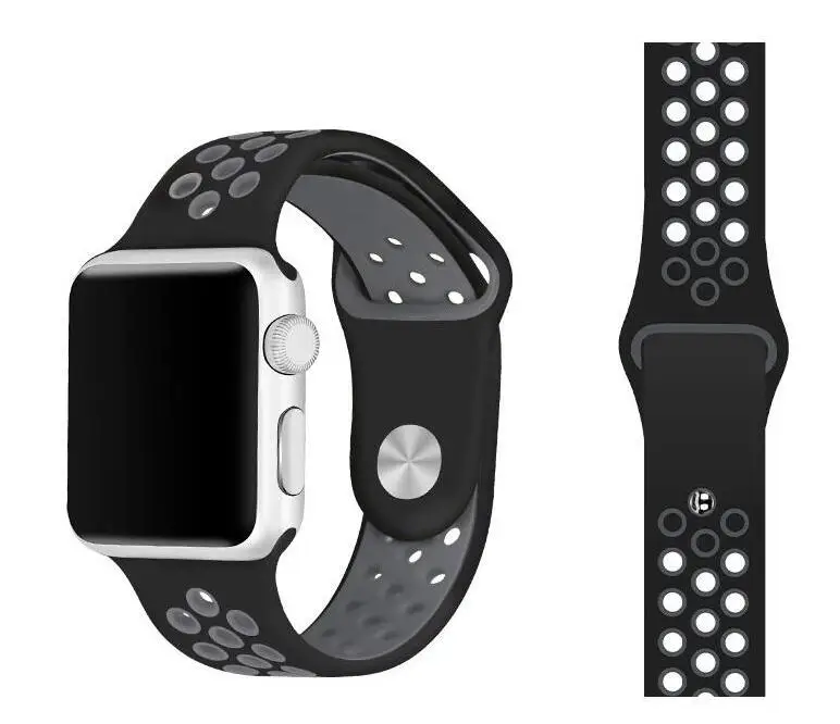 Силиконовая форма для наручных часов Apple Watch серии 1/2/3/4/5 ремешок для наручных часов iwatch, спортивный браслет 38 мм 40 мм 42 44 мм - Цвет ремешка: blackgrey