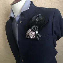 Мужской Женский Галстук лента булавка брошь бижутерия свадьба костюм рубашка куртка пальто Стразы перо броши в форме цветка розы корсаж