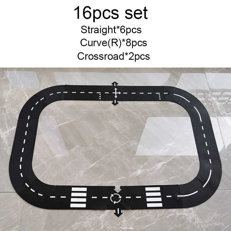 Игровой Дорожный Коврик-головоломка, коврик для пола, гибкий автомобильный трек, ковер, сделай сам, детская игра, Набор пазлов, веселые развивающие игрушки для детей, мальчиков, рождественский подарок - Цвет: 16pcs set