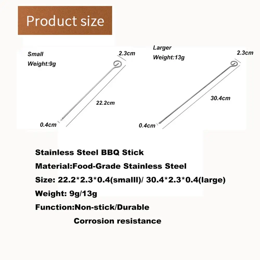 Stainless steel Barbecue Skewer Metal Durable BBQ tools barbecue accessories 10 pcs/Set BBQ Stick