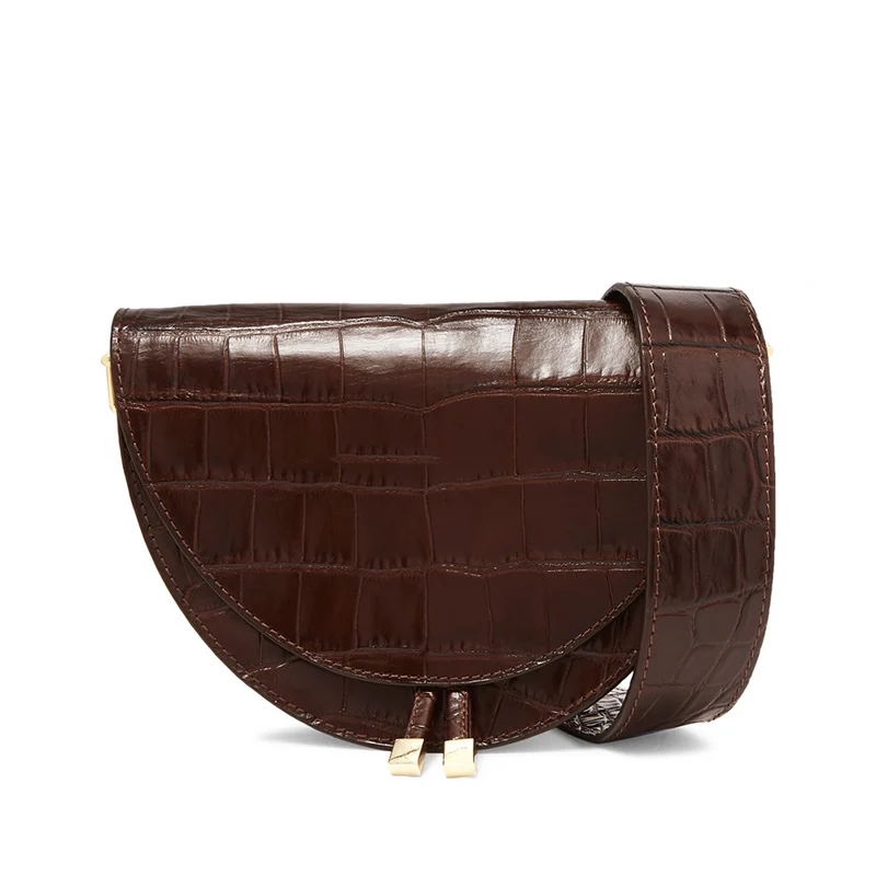 Винтажная Высококачественная женская сумка из крокодиловой кожи в стиле ретро, сумки на одно плечо, сумки на плечо, сумки на седло аллигатора - Цвет: brown crodile