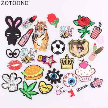 

ZOTOONE DIY Iron Patches For Clothing Embroidery Rose Army Sequin Patch Set Badge Stickers Applique For Clothes Sew On Jeans A