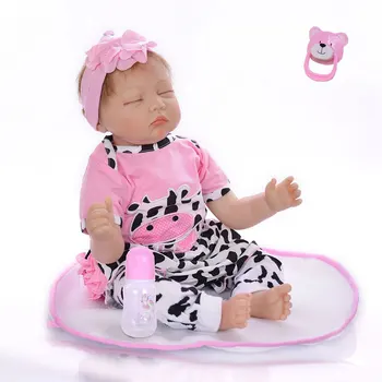 

55cm Reborn Baby Doll Toy Cloth Body Stuffed Realistic Baby Doll With Giraffe Toddler Kids Birthday Gifts Silicone Reborn Dolls