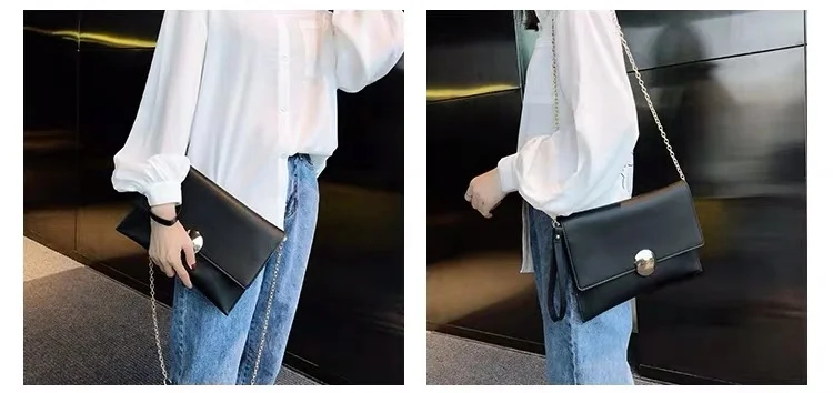 Bolso de mano sólido para mujer, bolso sobre de cuero para mujer, bolso de noche, bolso de mano para mujer, женская сумка через плечо