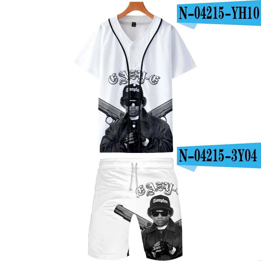 EAZY-E комплект из двух предметов, куртки и шорты Kpop, модная новинка, крутой принт, EAZY-E, бейсбольная куртка, комплект для мужчин, уличная одежда большого размера - Цвет: B