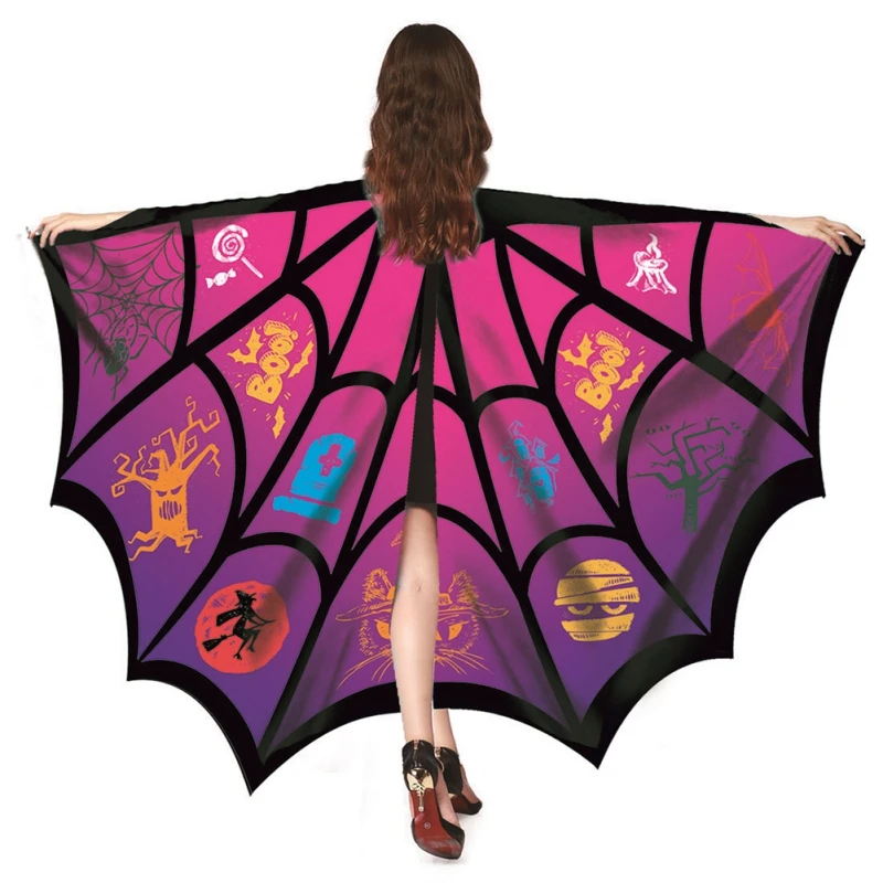 

Halloween Unique Colorful Bat Cloak For Halloween Rotating Splash Ink Big Bat Wings Cloak Festive Party Supplies