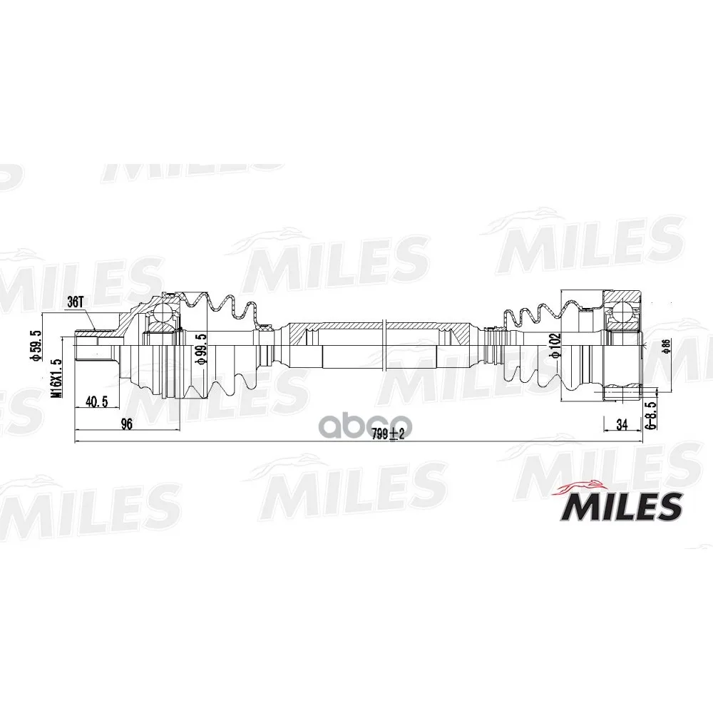 Привод В Сборе Audi A3 Ii/Skoda/Golf V-Vi 1.6 03- Прав. Miles Gc02002 Miles арт. GC02002