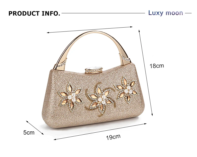 Pochette Luxy Moon Champagne avec poignée en métal