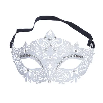 

Retro Venetian Mask Rhinestone Hollow Metal Eye Mask Masquerade Costume Ball Party Mask Free Shipping WB1151