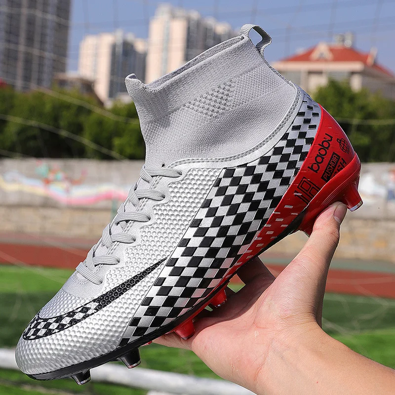 Botas De Futbol, футбольные бутсы для улицы, высокие футбольные бутсы, Детские шипы, тренировочные мужские спортивные кроссовки, размер 35-45, футбольные бутсы