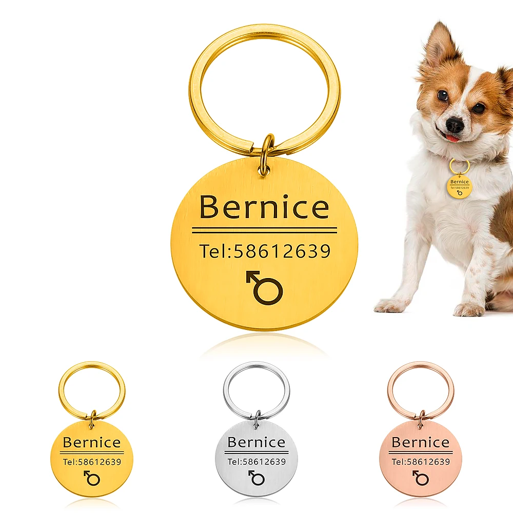 

Dog Cat Pet ID Tags DIY Personalized Dogs Id Tag Stainless Steel Tag Engraving Name and Telephone Number Pet Supplies