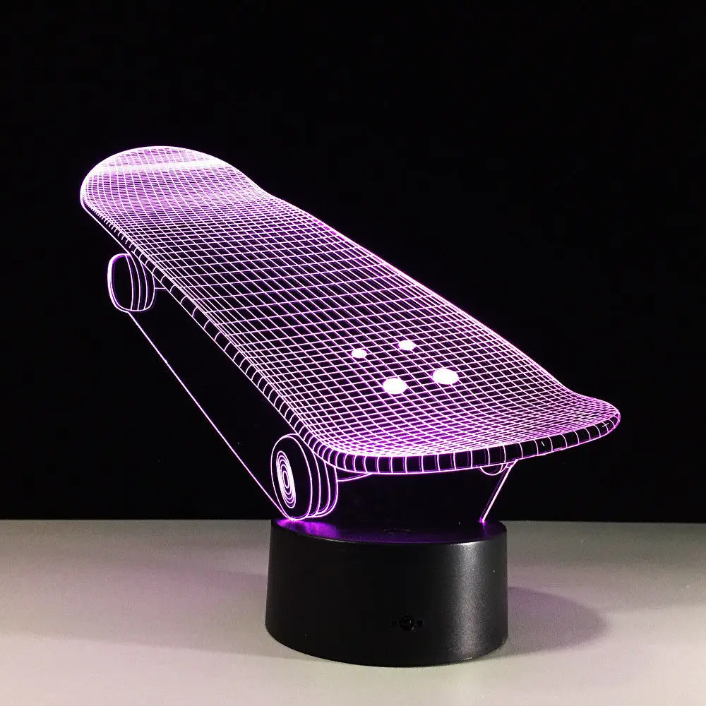 DC 3W Scooter 3D LED Illusion Nights Light 7 Colors Touch Switch Table Desk Lamp