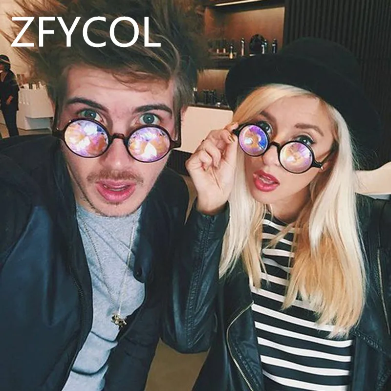 ZFYCOL круглые очки-калейдоскопы мужские рейверская Праздничная брендовая