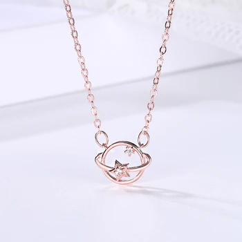 

Creative Planet Pendant Necklace Charming Women's Wedding Rose Gold Clavicle Chain Fashion Party Jewelry