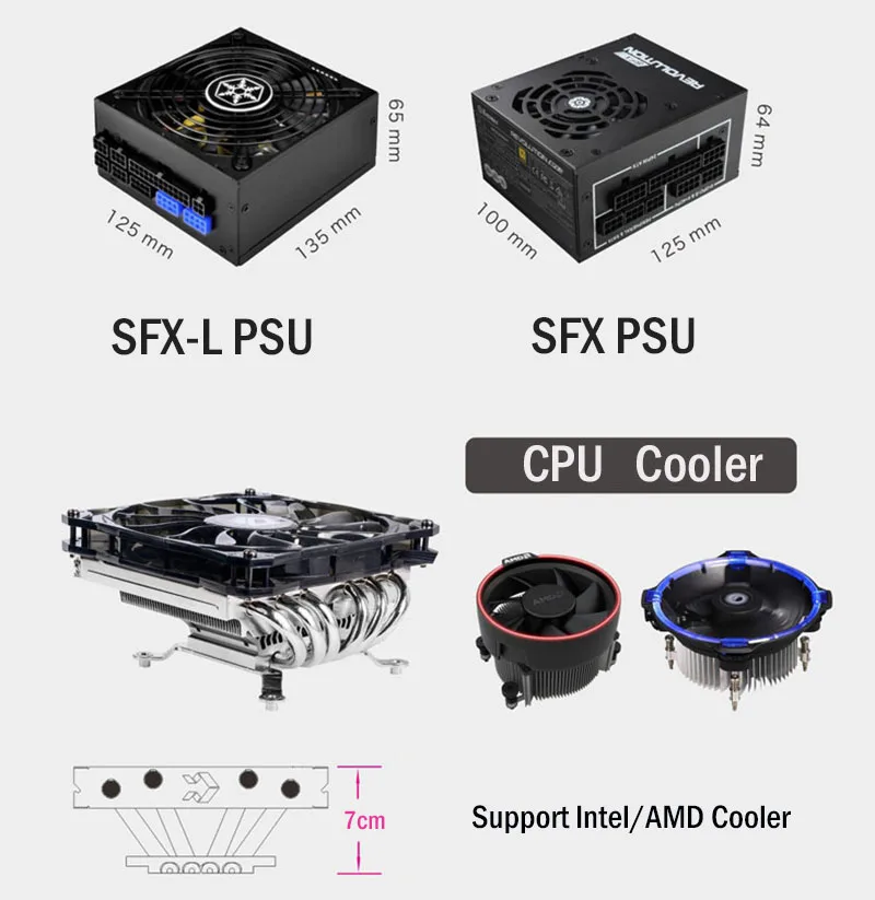 Sfx電源付きアルミニウムpcケース,mini-itx用,gtx1660 2070
