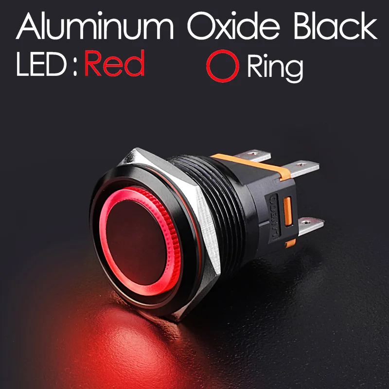 LANBOO сверхмощный 12 в 24 в 110 В 220 В 15а высокий ток водонепроницаемый IP67 мощный Выключатель без фиксации кнопочный переключатель - Цвет: Black Red  Ring