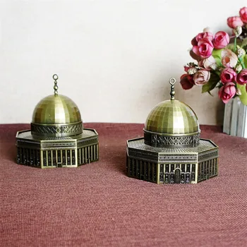 

Retro Bronze Metal The Dome of the Rock Figurine Statue Mosque Building Model Vintage Home Office Decoration Metal Crafts Gift