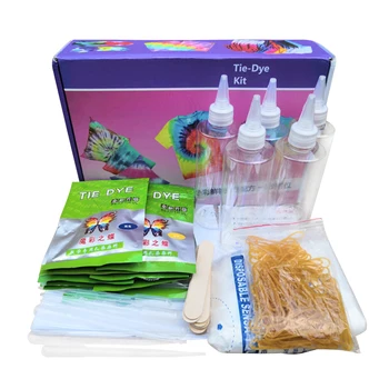 

12 Colors Arts Rubber Bands Adults Kids One Step DIY Clothing For Fabric Party Home Powders Tie Dye Kit Craft With Gloves