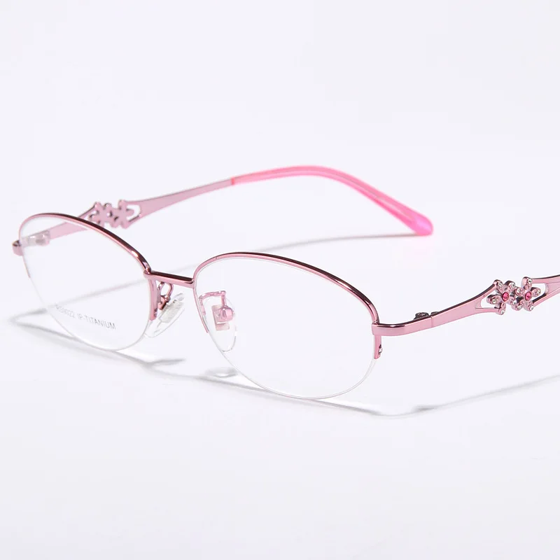 New Diamond Ultra Light Pure Titanium Glasses Frame Female Temperament Goddess Glasses Frame Myopia Half Frame Glasses