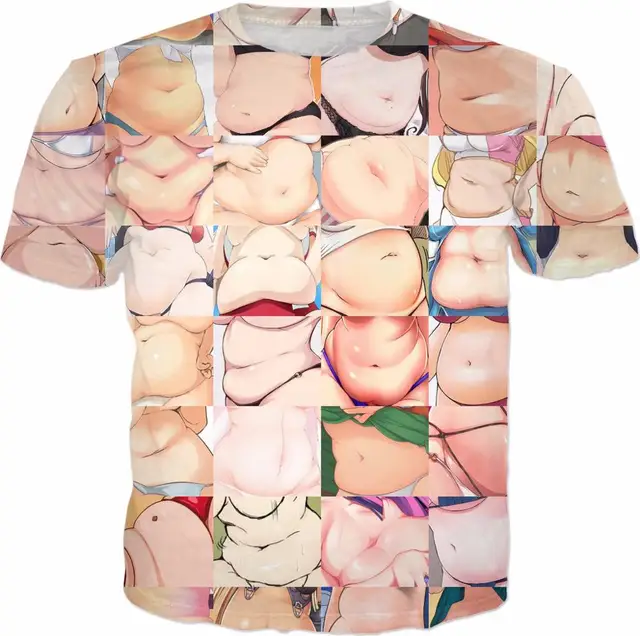 Anime sexy girl Fashion T shirt 3D Printed Chubby Anime Girl Bellies t shirt Harajuku summer Hipster Unisex Casual T-shirt tops