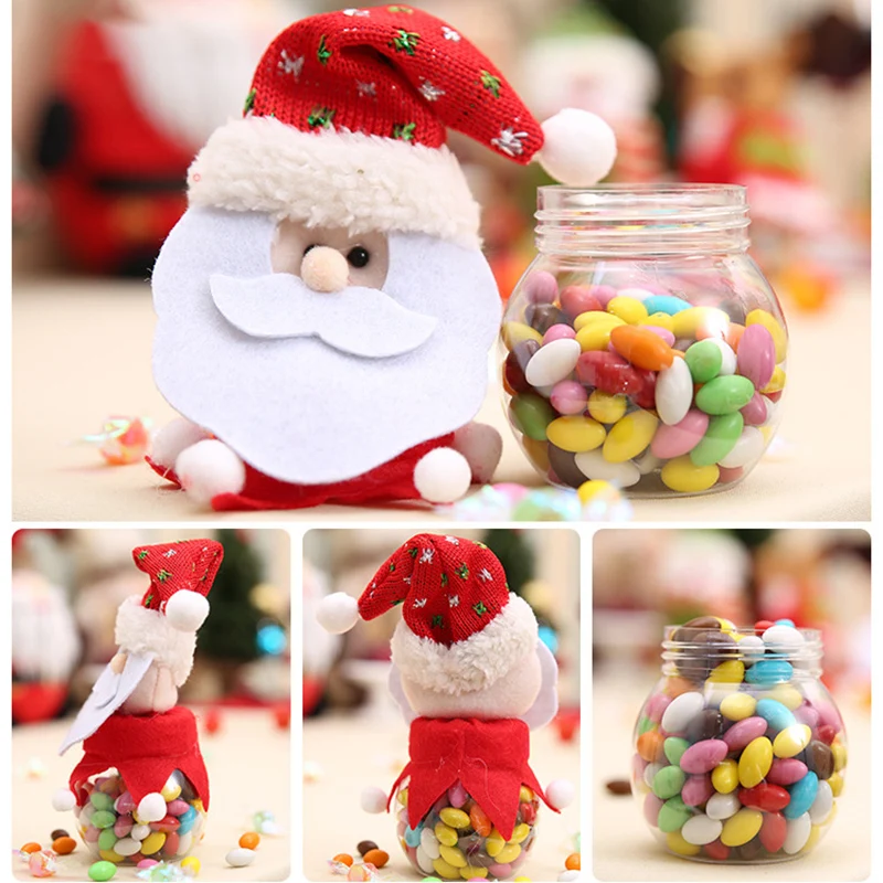 Kids Baby Christmas Style Candy Gift Container Cartoon Snowman Elk Santa Claus Shape Non-woven fabric Plastic Material Container