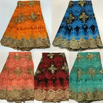 

Latest with rhinestones african guipure lace Water soluble net fabric 5 yard top sale fashion african cord lace fabric for party