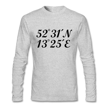 

Fashion Berlin Germany Coordinates T-shirt Men Long Sleeved Natural Cotton O Neck Camisa For Man