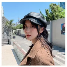 

Newsboy Caps New Arrive Women Newsboy Gatsby Cap Ladies Beret Caps Leather Captain Cap Female Octagonal Hats Painter Tour cap