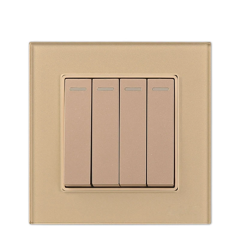 4 Gang Atlectric 1, 2, 3, 4 комплекта, 1, 2 варианта, комбинированный кнопочный переключатель, домашний настенный светильник, кнопка, стеклянная панель, вкл/выкл, переключатель лампы - Цвет: 4 Gang