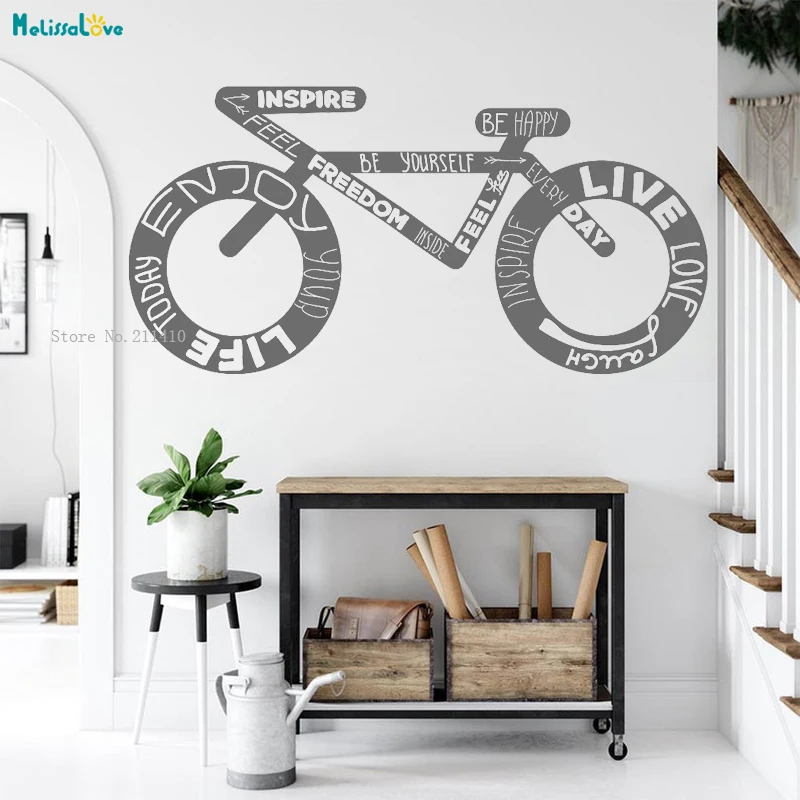 Large Road Bike Wall Sticker Art Removable Classic Bicycle Lover Home