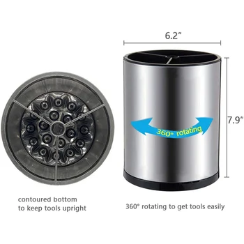 

Stainless Utensil Holder Steel Rotating Drain Rack for Spoons Chopsticks Kitchen DC120