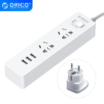 

Orico Power Strip 1.5m Cable Electrical Socket Plug 250V 2500W 5V 2.4A 3USB Ports with EU Plug Adapter Extension Power Strip