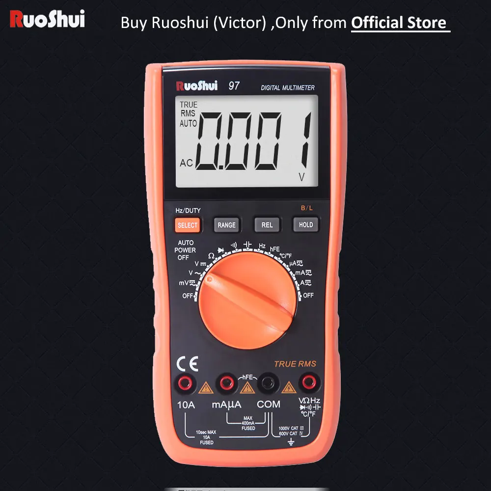 

Victor Digital Multimeter VC97 True RMS 3 3/4 Digits Auto Range True RMS Resistance Capacitance Frequency Temperature Multimetro