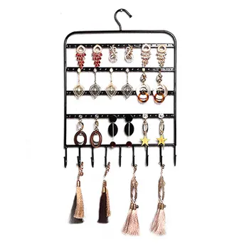 

Wall Mount Hooks Storage Portable Necklace Hanger Earring Holder Bracelet Showcase Home Shelf Jewelry Display Organizer Metal