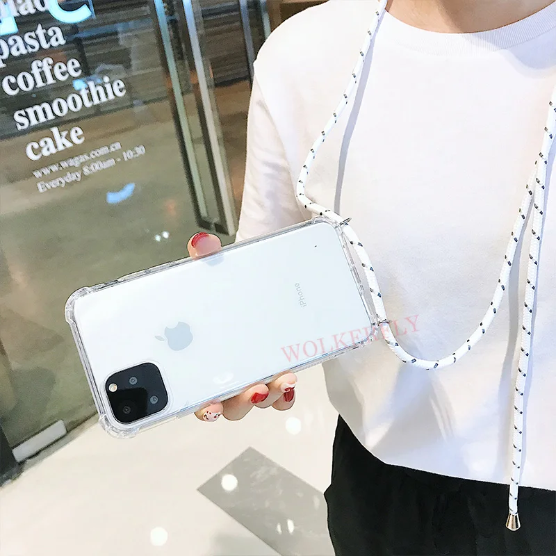Для iPhone 11 Pro X XR XS Max 6 6S 7 8 Plus чехол через плечо ремень чехол для телефона с ожерелье-шнурок с кулоном наплечный шейный ремень Чехол
