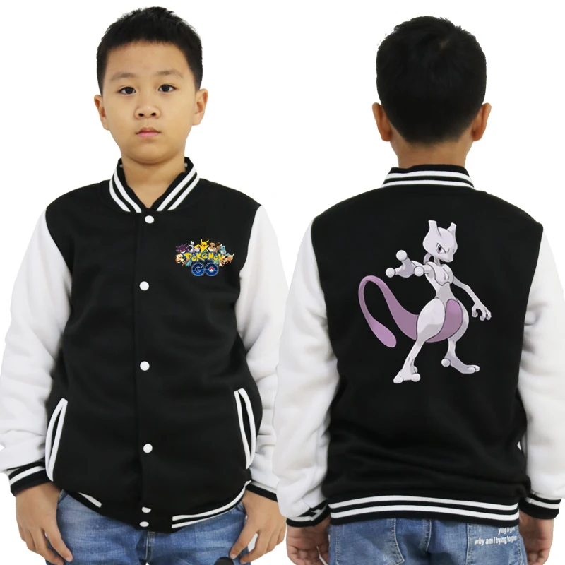 baseball jacket 10 Куртка для мальчиков с принтом «Pokemon Pikachu Go»; зимнее пальто для маленьких девочек; бейсбольная куртка для маленьких детей; спортивная одежда; ветрозащитная одежда для маленьких мальчиков - Цвет: baseball jacket 10