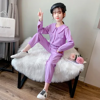 

Children Clothing Set For Girls Spring Autumn Long Sleeve Suits Kids Clothes Teen Girls Tracksuit 2pcs Shirt+Pants 6 8 10 12 Yrs