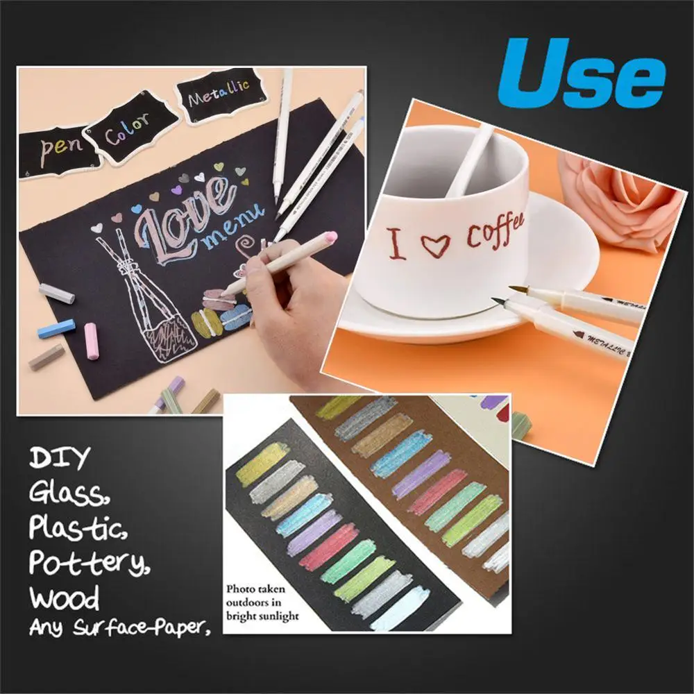 10 цветов, Металлический Воздушный маркер, ручка для самостоятельной сборки, Цветная кисть, металлическая водостойкая Перманентная краска, масляной рисунок, манга, школьные товары для рукоделия