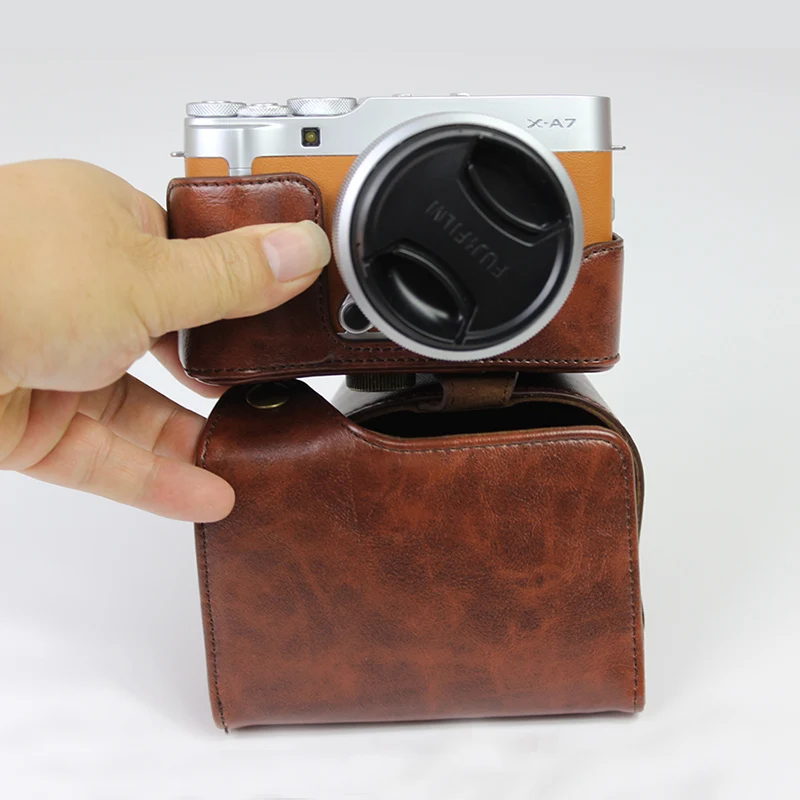 Сумка для камеры из искусственной кожи чехол для Fujifilm Fuji X-A7 XA7 X-A5 X-A20 xa5 xa20 XA10 15-45 мм крышка объектива с плечевым ремнем