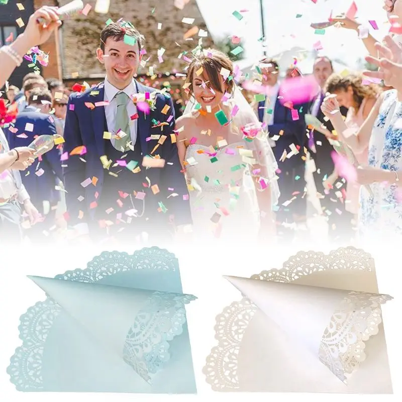 

50pcs Laser Cut Lace Laying Petal Candy Wedding Party Favors Confetti Cones Paper Cone Decoration Supplies Gifts christmas