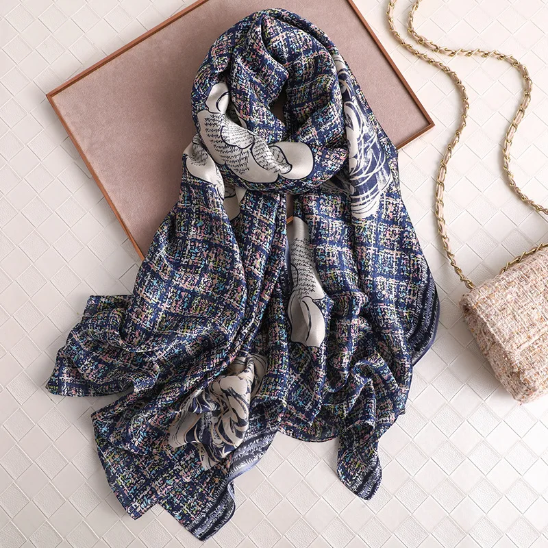 2020 шелковый шарф с цветочным принтом Для женщин Роскошная шаль Cachecol пашмины Seda