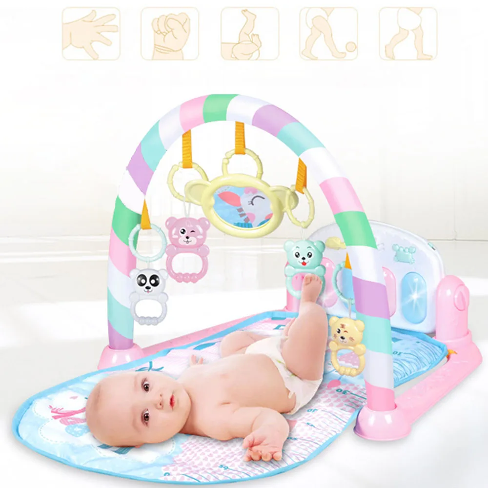 Baby Multifunctional Play Mat Baby Gym Toys Soft Lighting Rattles Musical Blue Pink Toys for Babies Play Piano Gaming Carpet