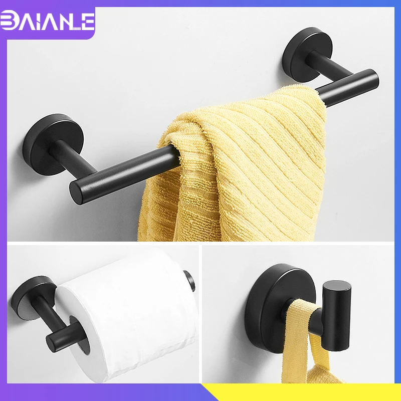

Towel Holder Black Stainless Steel Towel Bar Set Toilet Paper Holder Bathroom Hook for Towels Coat Rack Bathroom Hardware Set
