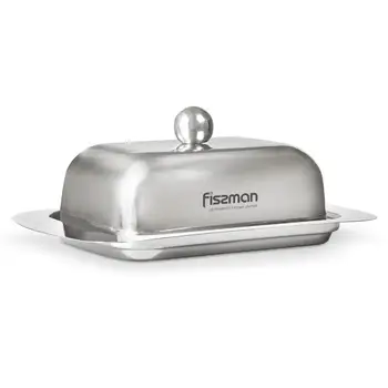 

Fissman 304 Stainless Steel Butter Dish Box Container Cheese Server Storage Keeper Tray with Lid Kitchen Dinnerware