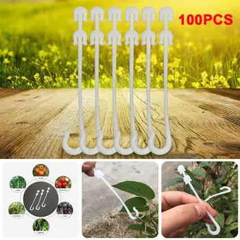 

100pcs Tomato Support Clips Vegetable and Fruits J-Hook Gardening Vine Stem Support