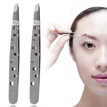 

2PCS New 9 Hole Eyebrow Clips Stainless Steel Straight Eyebrow Clip Fashion Accessory Beauty Tool Plating Eyebrow Clip Tweezer