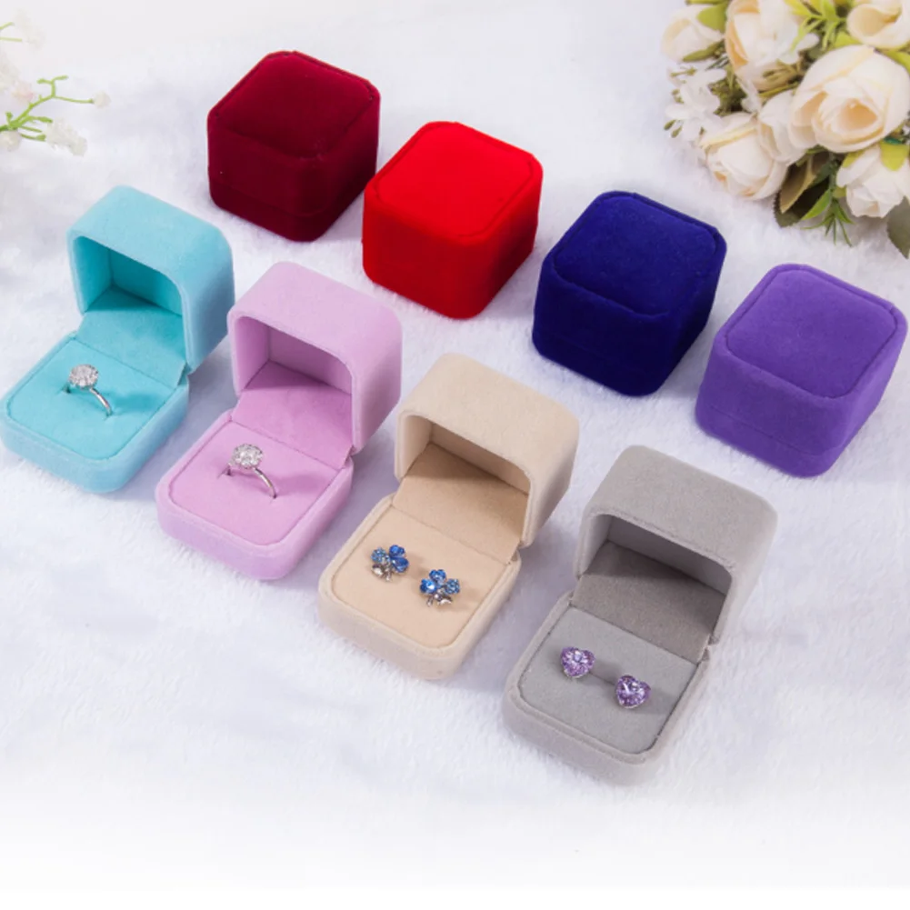 

1PC Velvet Jewelry Box Solid Color Necklace Ring Earring Display Storage Organizer Case Gift Box Fashion Jewelry Packaging