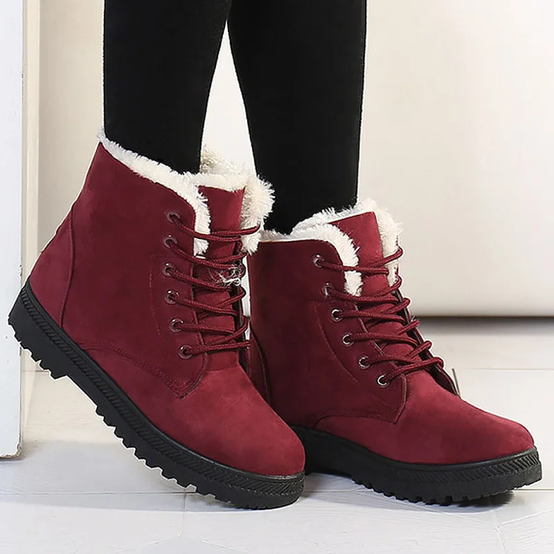 Goede Mode Vrouwen Snowboots 2019 Hakken Winter Laarzen Aankomst Enkellaars Vrouwen Schoenen Warm Bont Pluche Binnenzool Schoenen Vrouw Dames schoenen