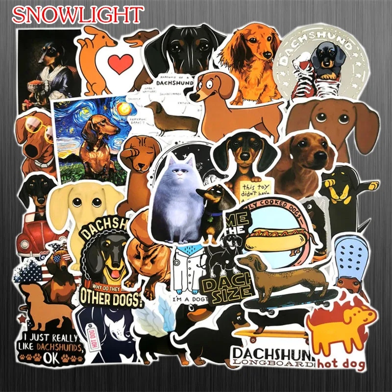 10/50 pcs/pack Cute Dachshund Dog Cartoon Stickers DIY Decal For Laptop Car Mobile/PC Scrapbooking Car Waterproof Sticker