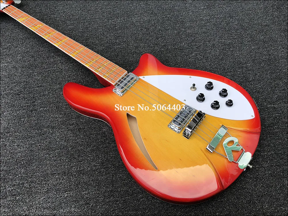 Высококачественные красные 4 струны электрогитары, середина воздуха, F air bass, красное дерево гриф